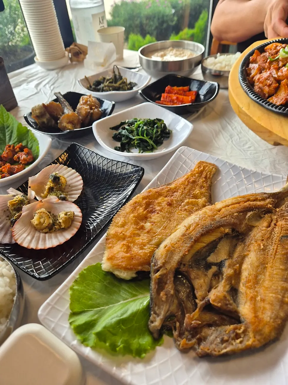 Table full of basic side dishes