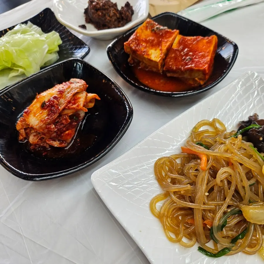 Close-up of homemade side dishes