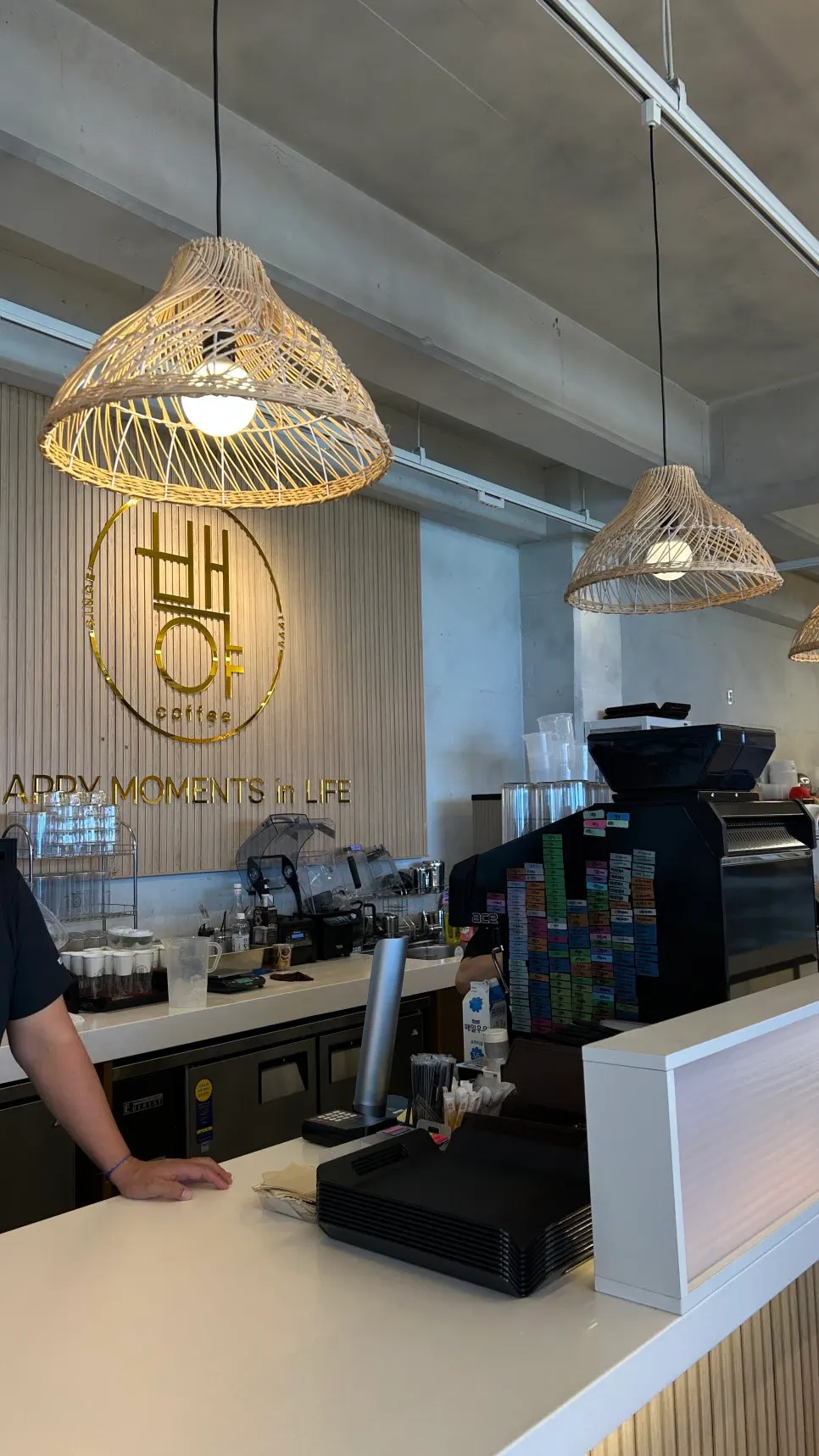 High-ceilinged, modern interior of Baegya Coffee