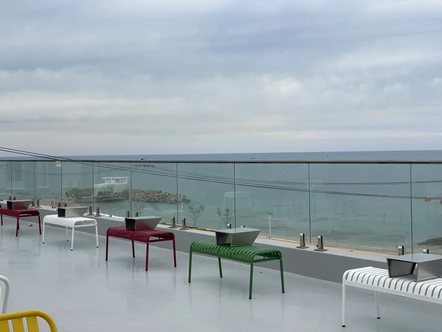View of the Gangneung sea from the rooftop
