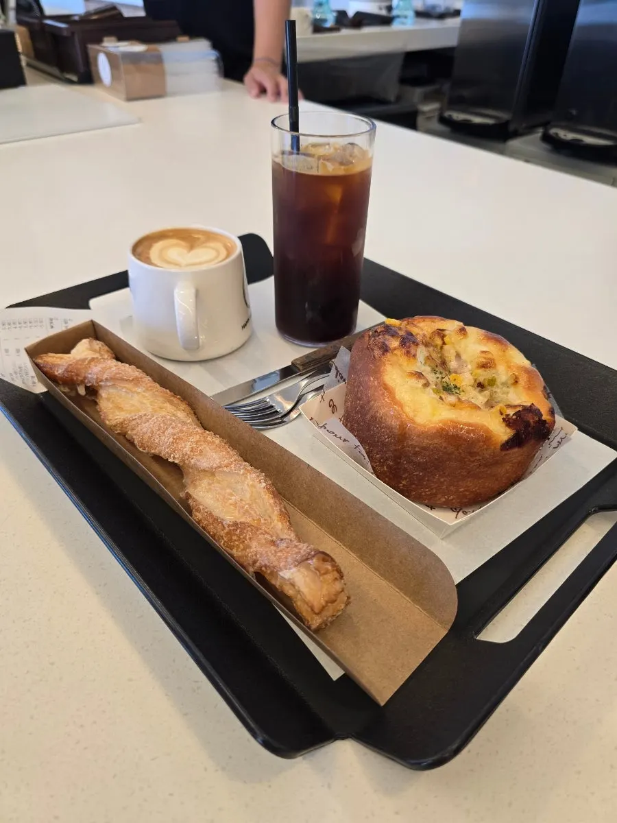 The corn bread and long bread I bought