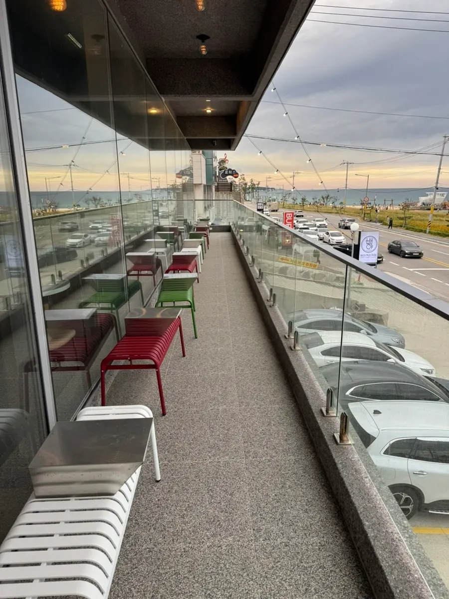 Indoor seating and window view at Baegya Coffee
