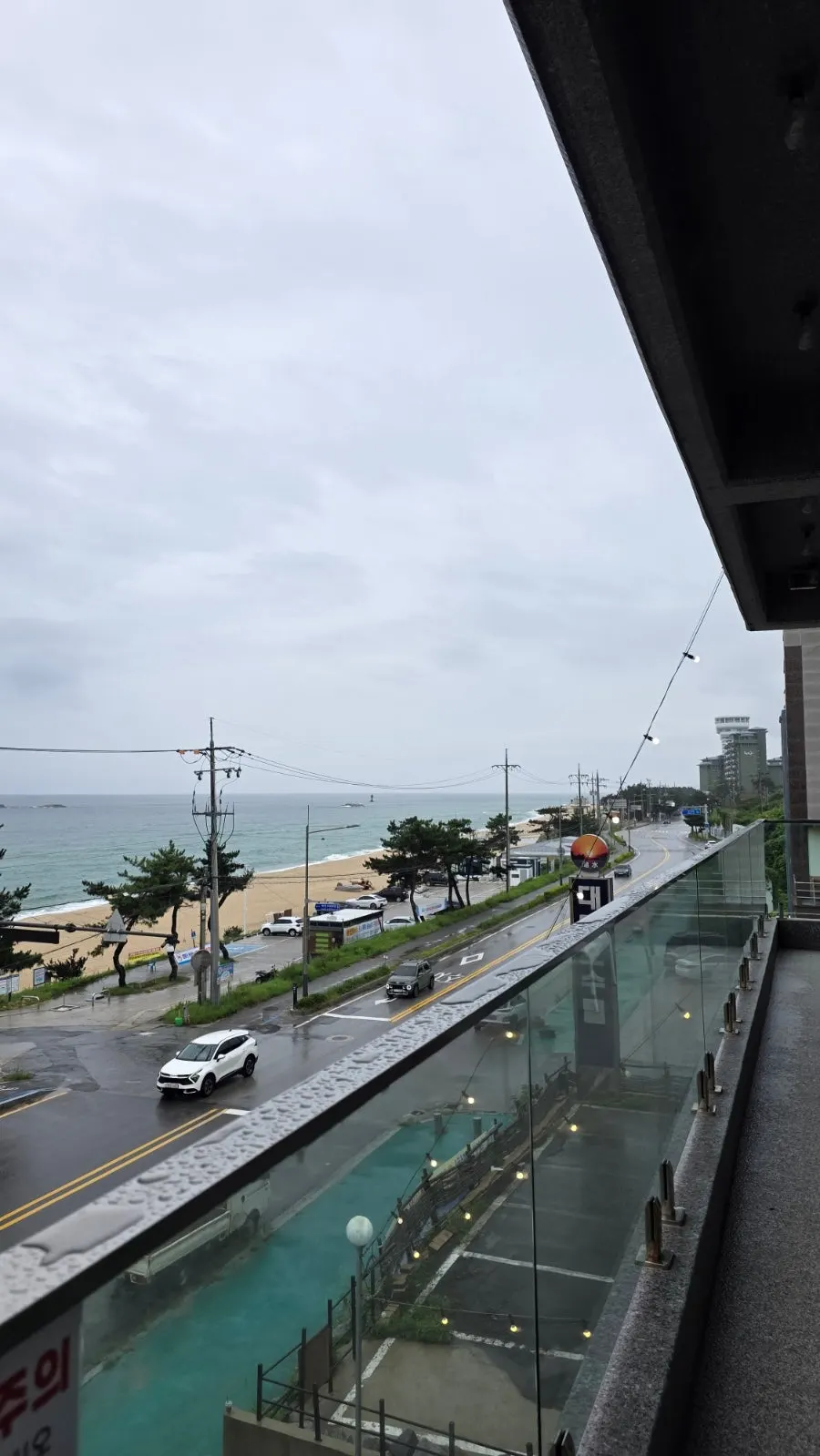 The Gangneung sea seen from a window seat on the last day of the trip