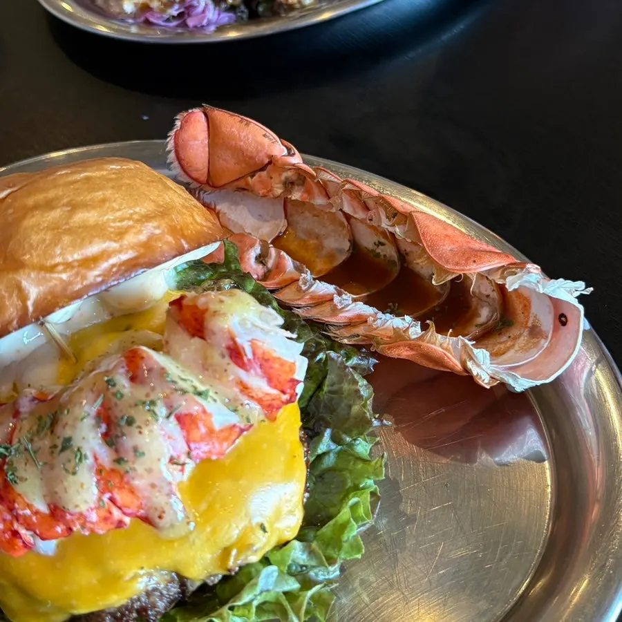 Lobster burger with separately served sauce