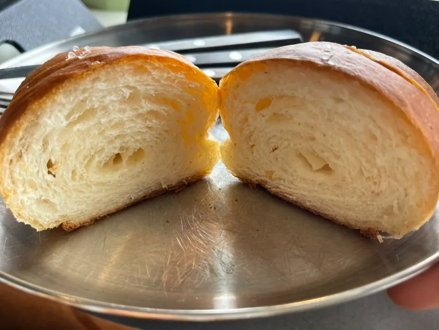 Salt bread cut in half