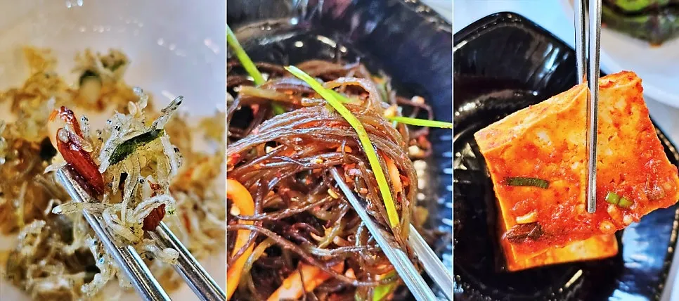 나물반찬과 해초무침, 멸치볶음