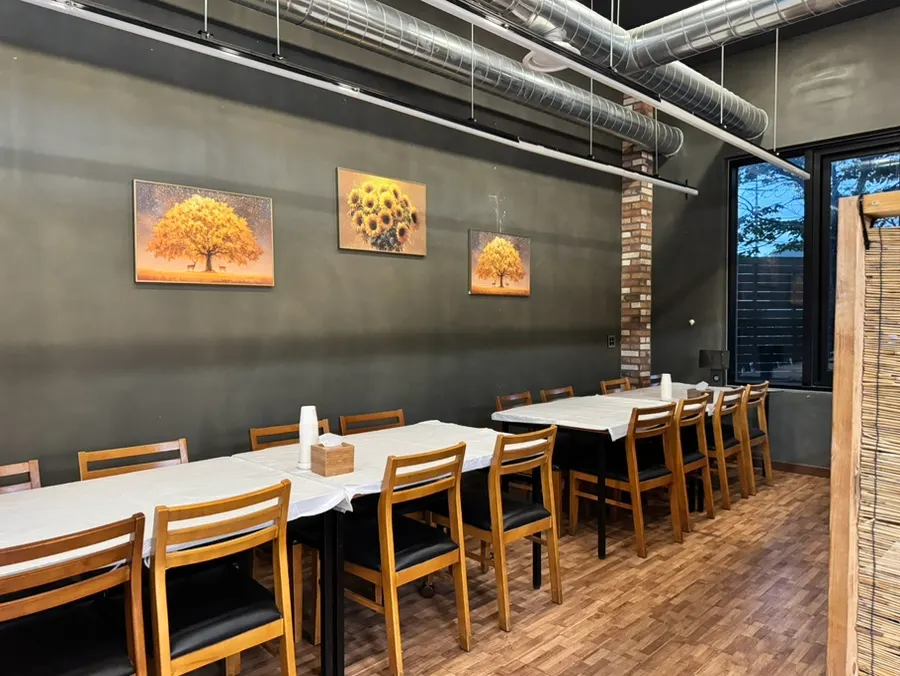Booth-style window seating inside