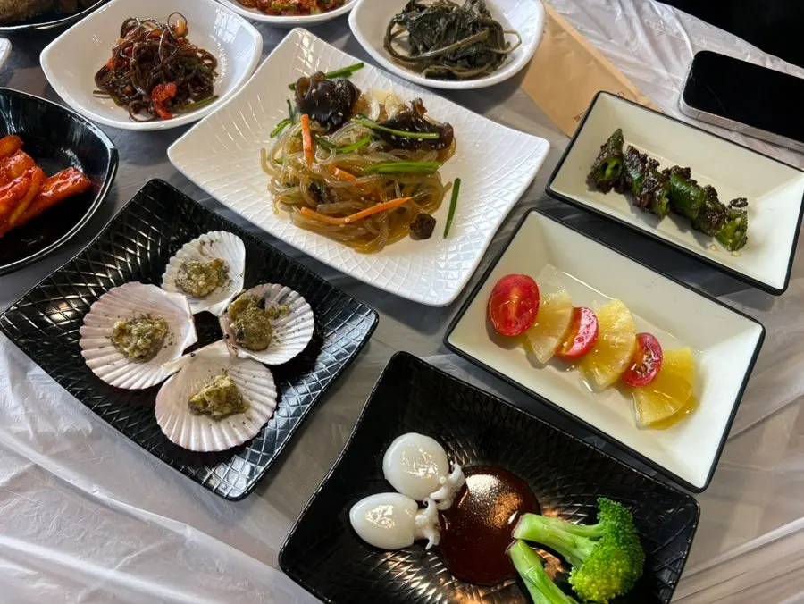 Table set with spoons and plates