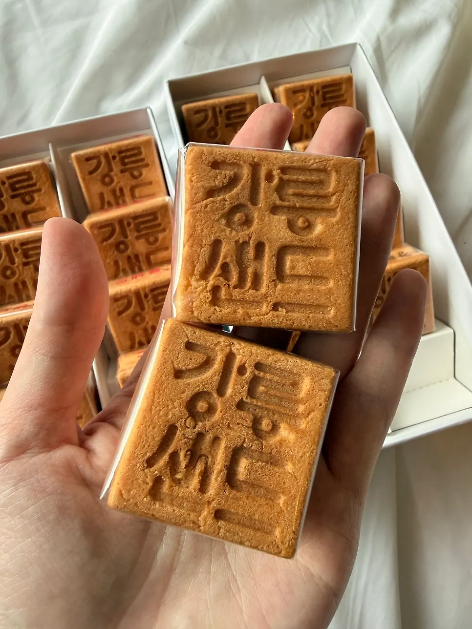 個包装のサンドを手に持った様子