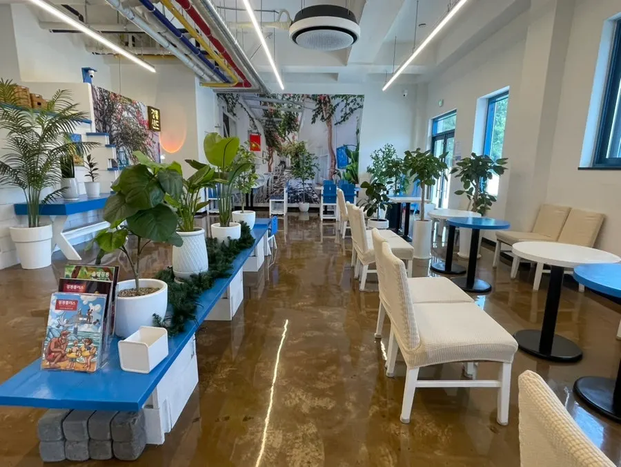 Interior of Gangneung Sand Main Branch decorated with plants