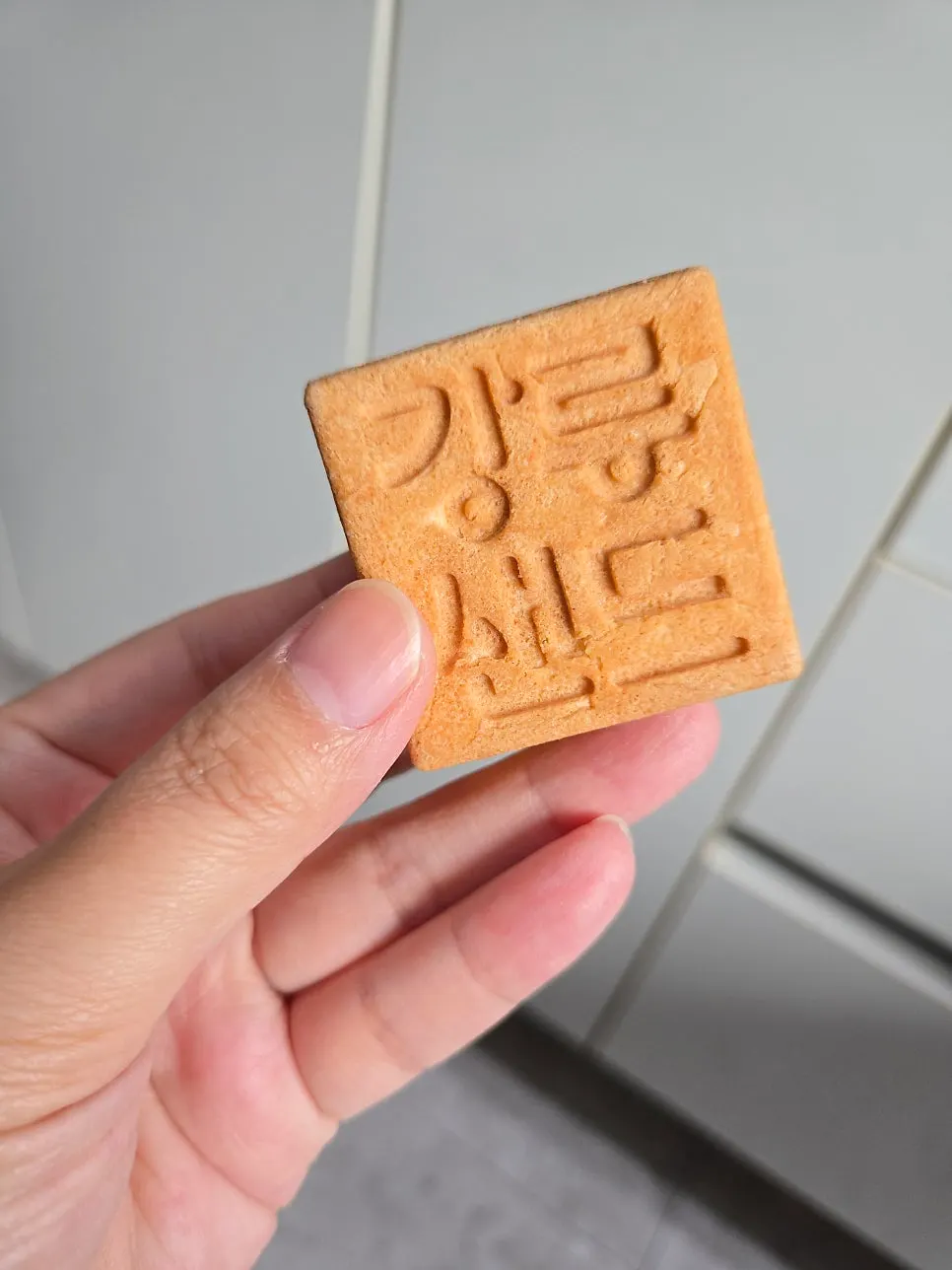 Cross-section of Gangneung Sand persimmon flavor showing brown bits