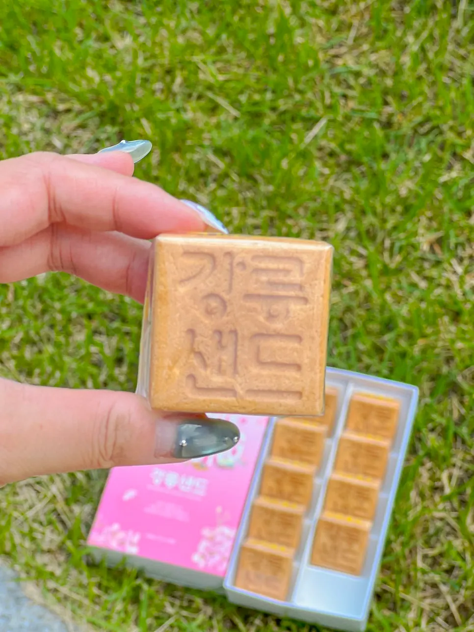Vertical photo of the strawberry flavor Gangneung Sand box