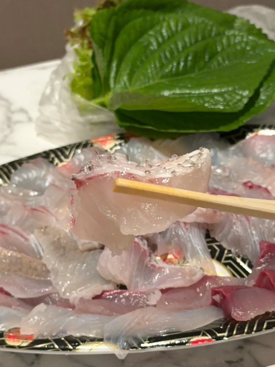 Red sea bream yubiki served with soy sauce