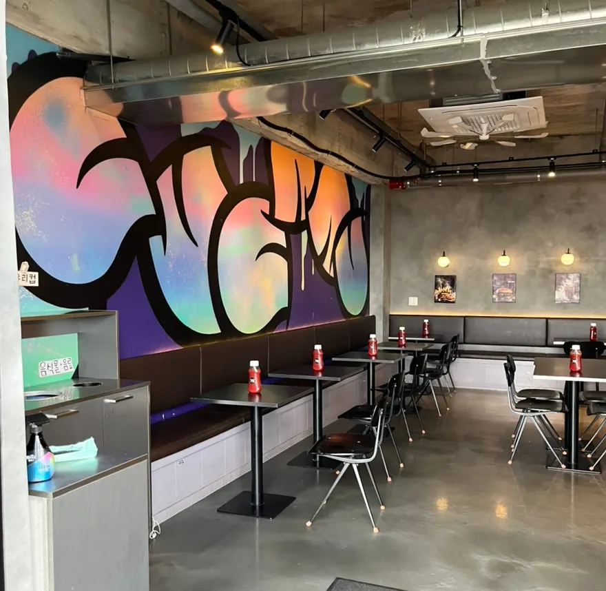 Uniquely styled interior of Burger Bar