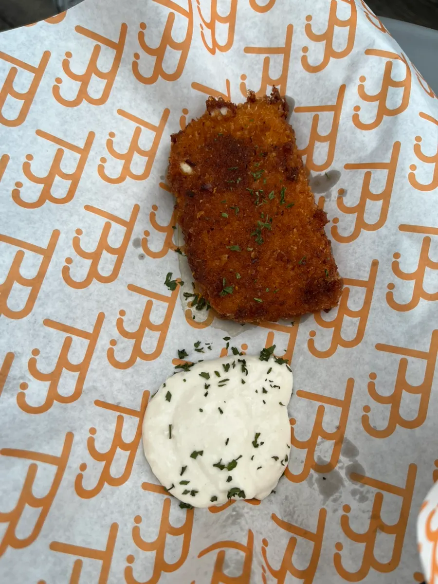 Stretchy cheese stick at Burger Bar