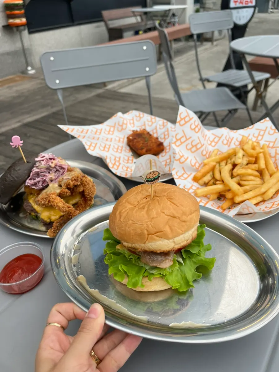 Cross-section of Burger Bar's chicken grill burger