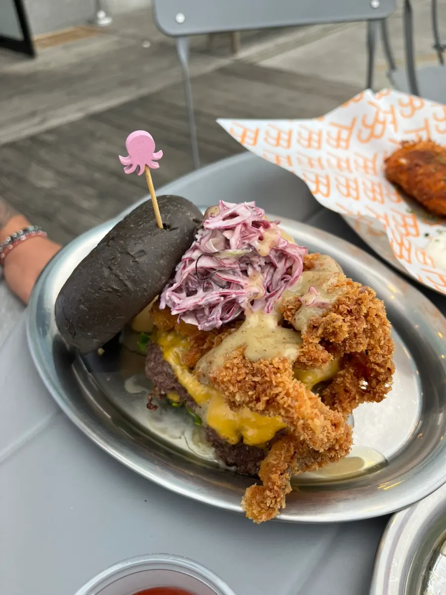 Chicken grill burger with a chicken thigh patty