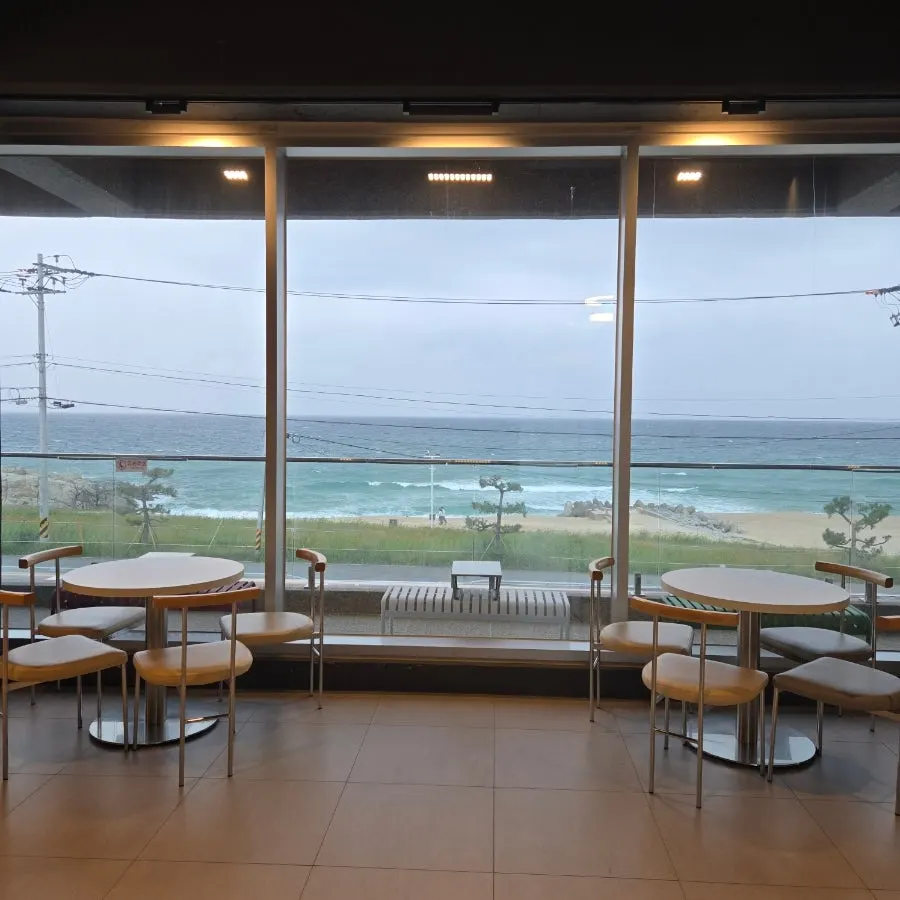Sea view from inside the café