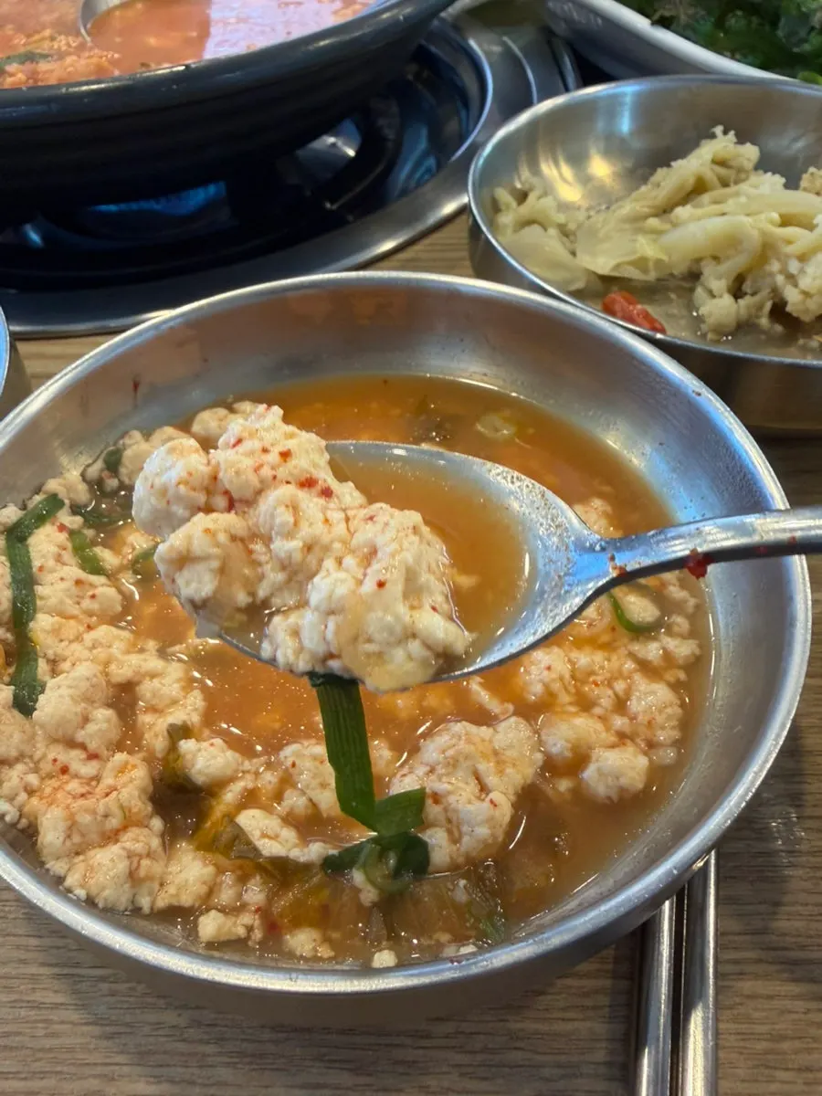A spoonful of soft chodang hand-made tofu