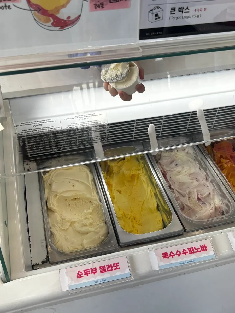 Seasonal gelato menu at Hi Gelato