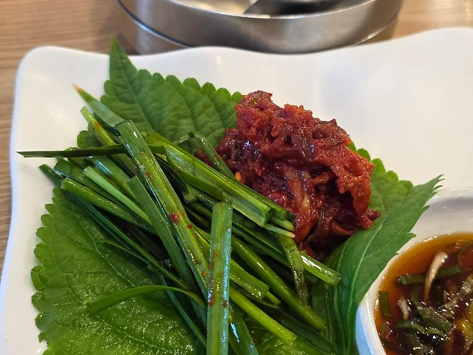 Fermented flounder served alongside the tofu samhap