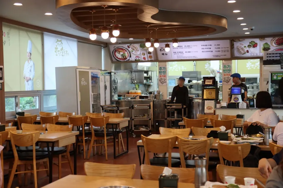 Relaxed interior of the restaurant during morning hours