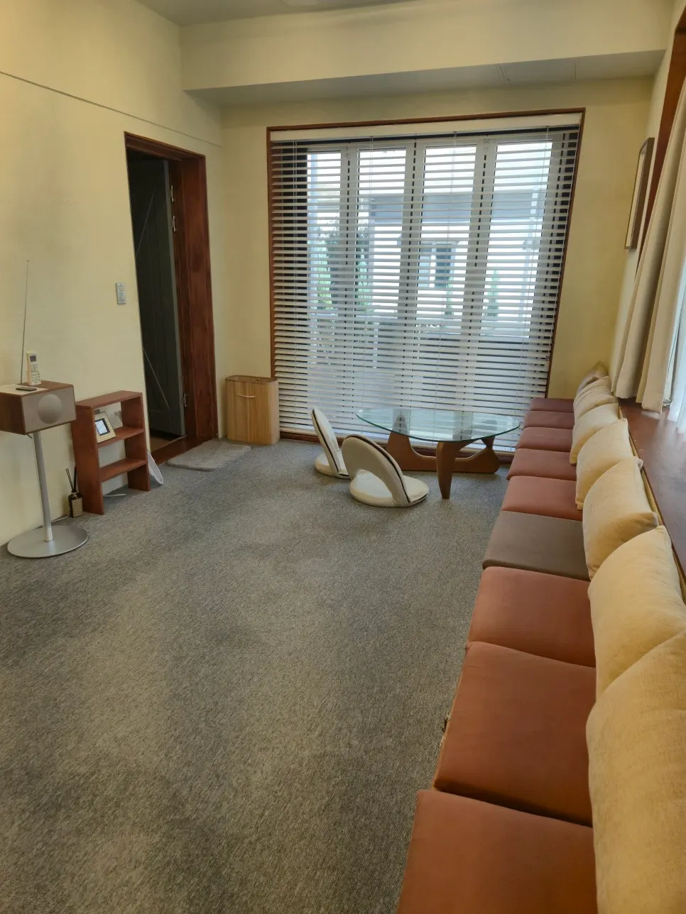 Sunlit interior of the 1st-floor living room