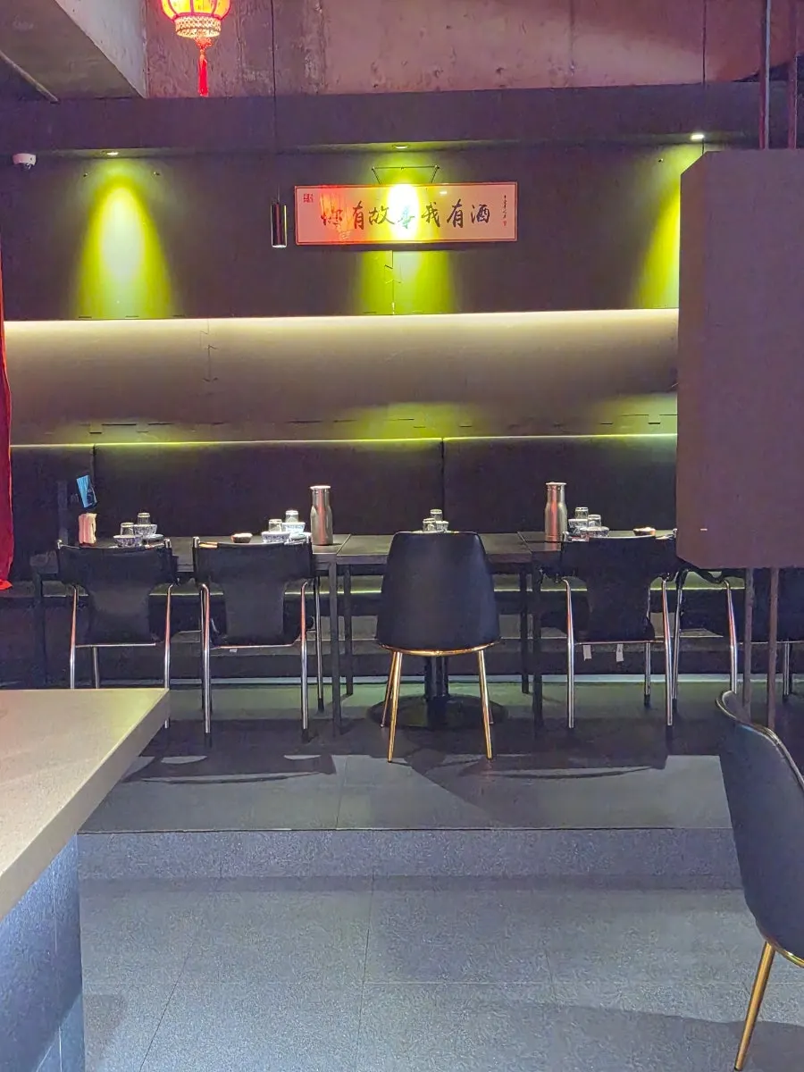 Group seating at Gang's Duck with tables pushed together