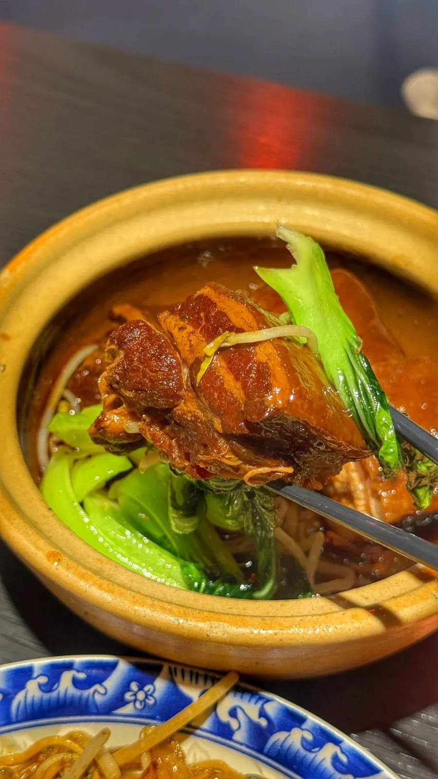 Eating the dongpo-yuk at Gang's Duck