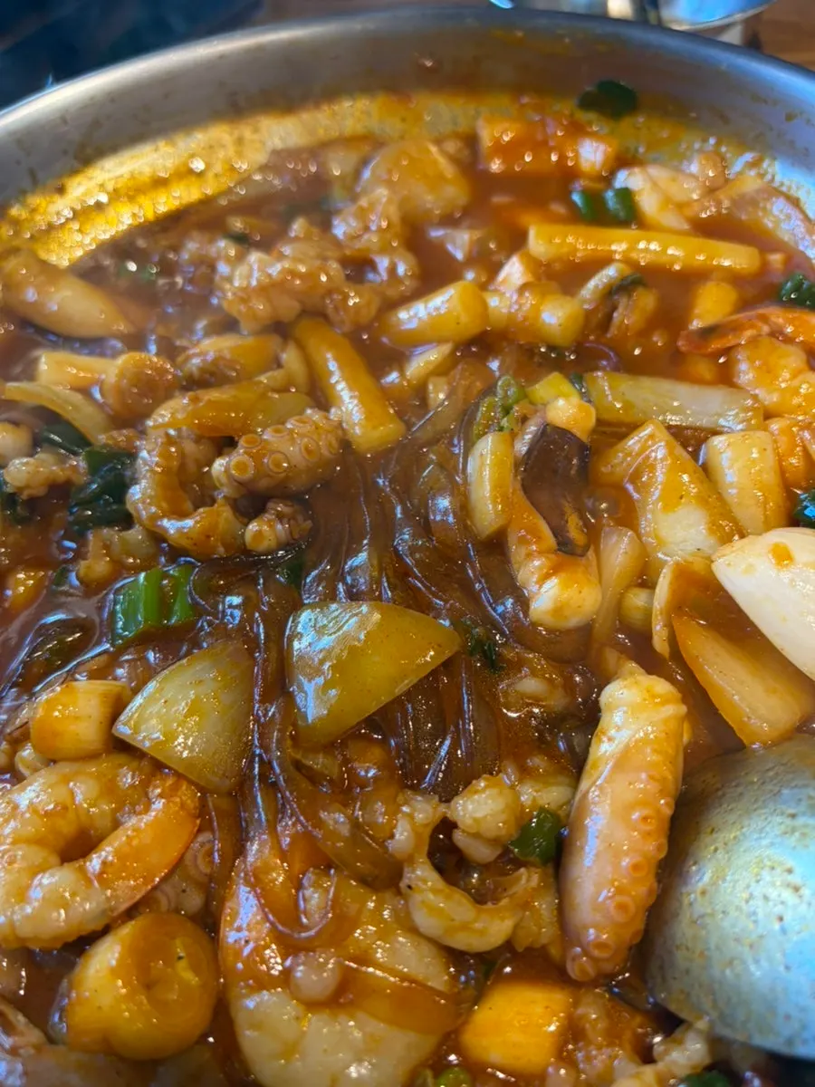 Nakgopsae with octopus, shrimp, and daechang