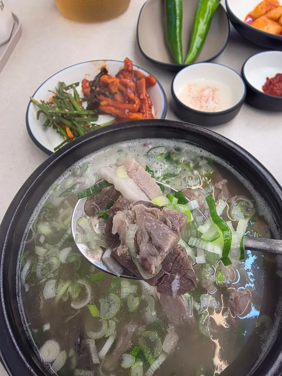 숟가락으로 건진 순대국 속 고기