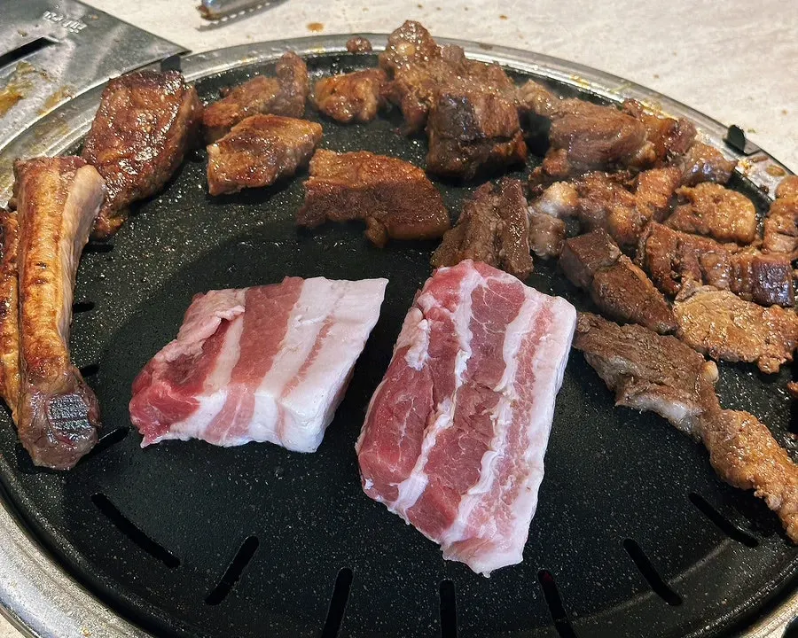 Soju ordered alongside the meat
