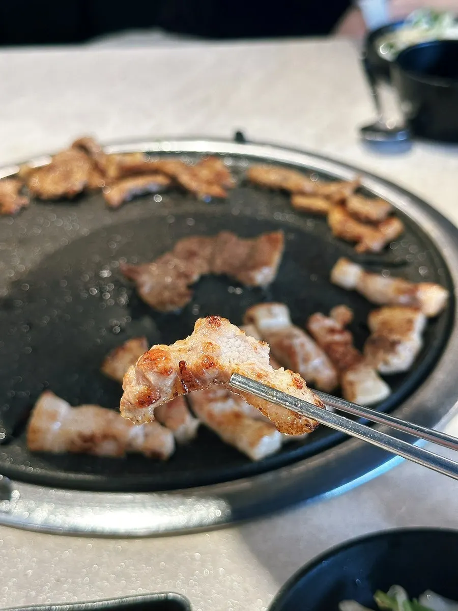 Golden-brown grilled domestic pork belly
