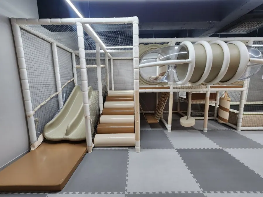 Restaurant interior with the playroom visible