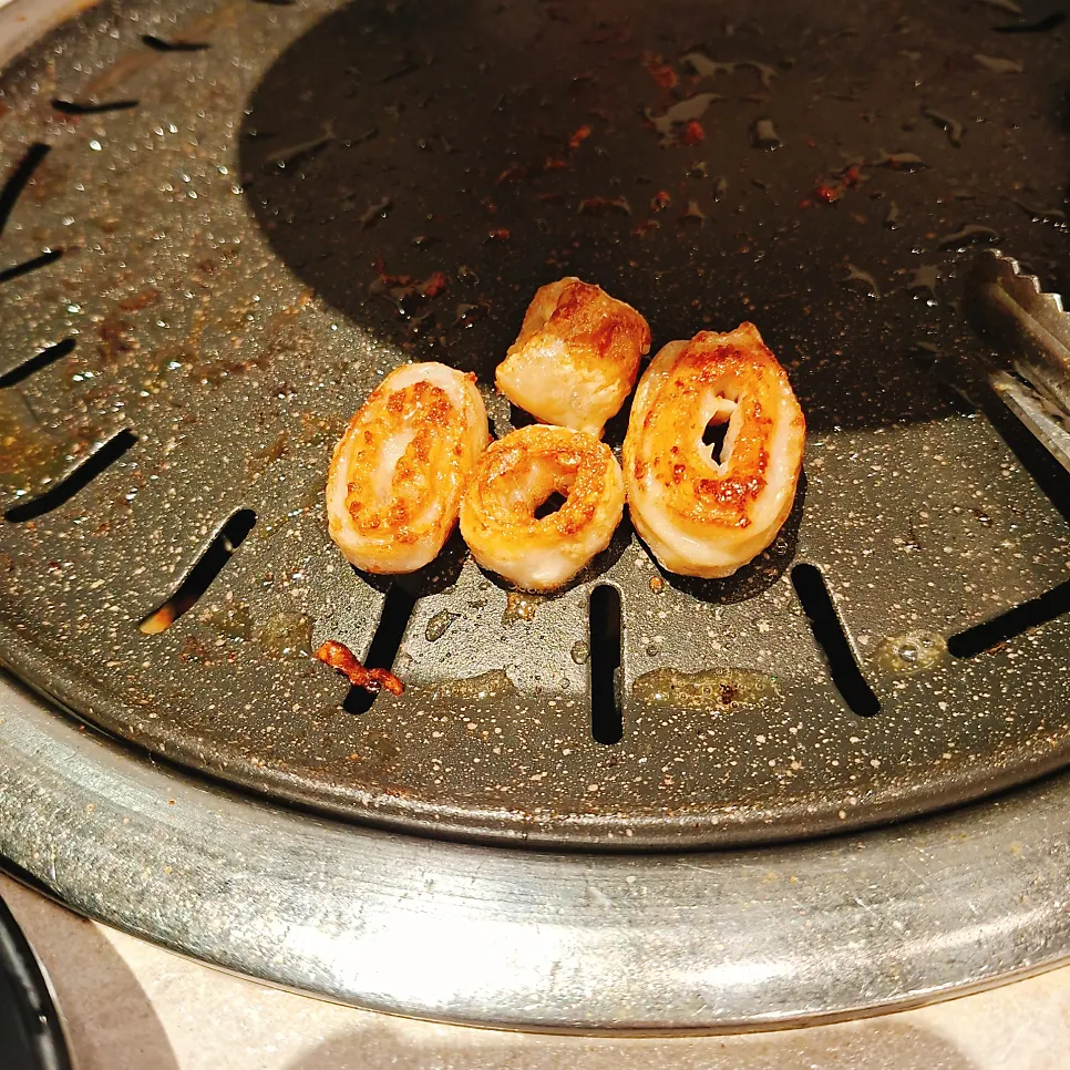 Gopchang on the grill
