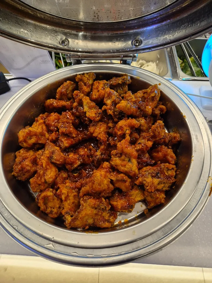 Self-serve sauce corner with bean flour, heart sauce and more