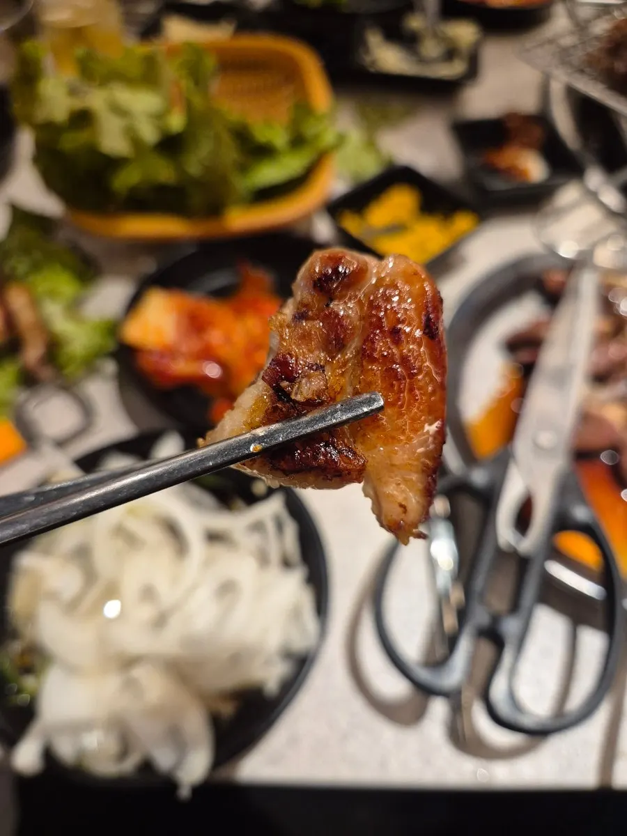 Pork belly grilled to a golden brown