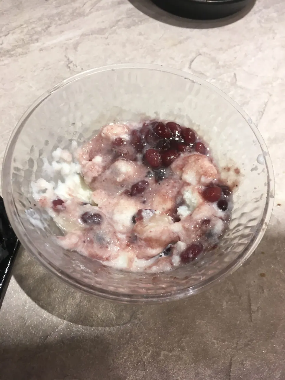 A bowl of bingsu brought over for dessert