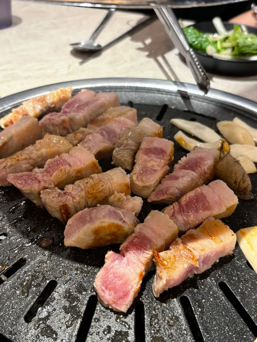 Close-up of thick-cut pork belly