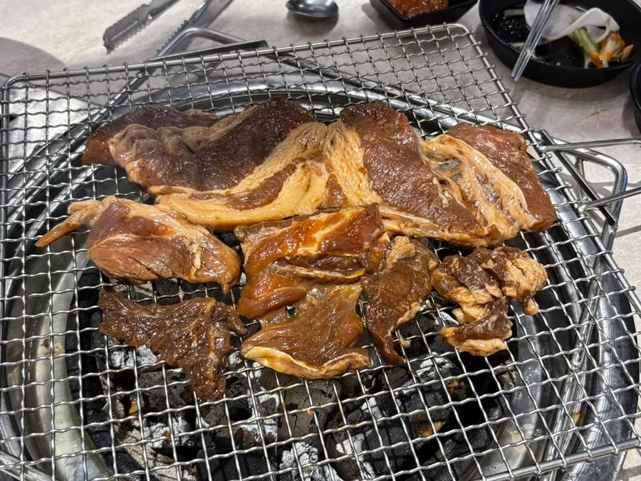 Seasoned pork rib placed on the grill