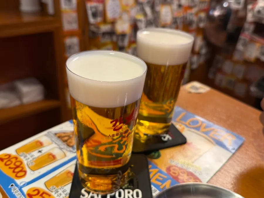 Sapporo draft beer served in an ultra-thin glass