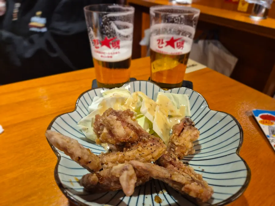 Ganppa special tebasaki and draft beer set