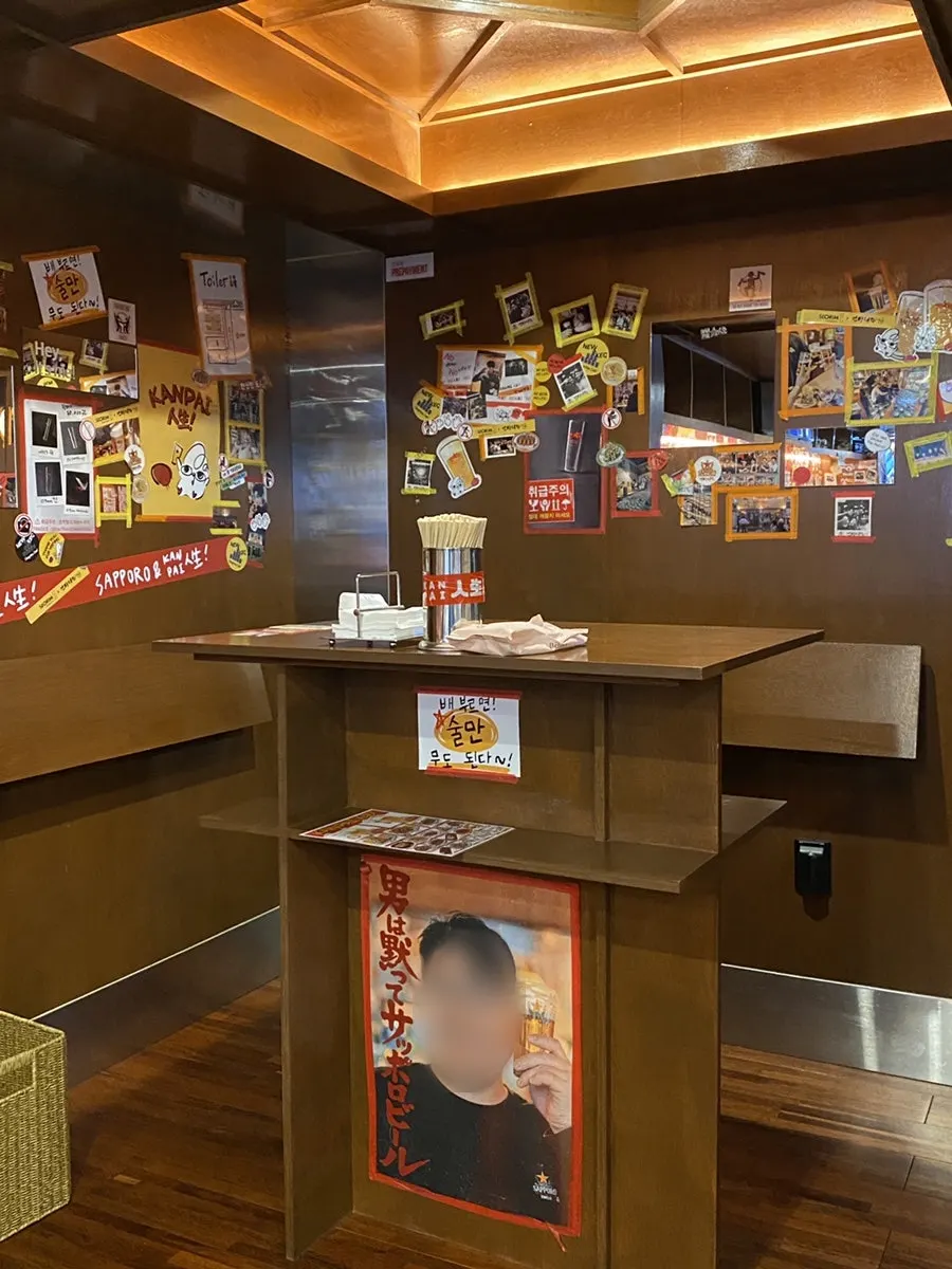 View of the standing tables inside the store