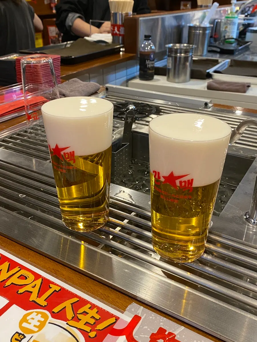 Dunking the beer glass into ice water