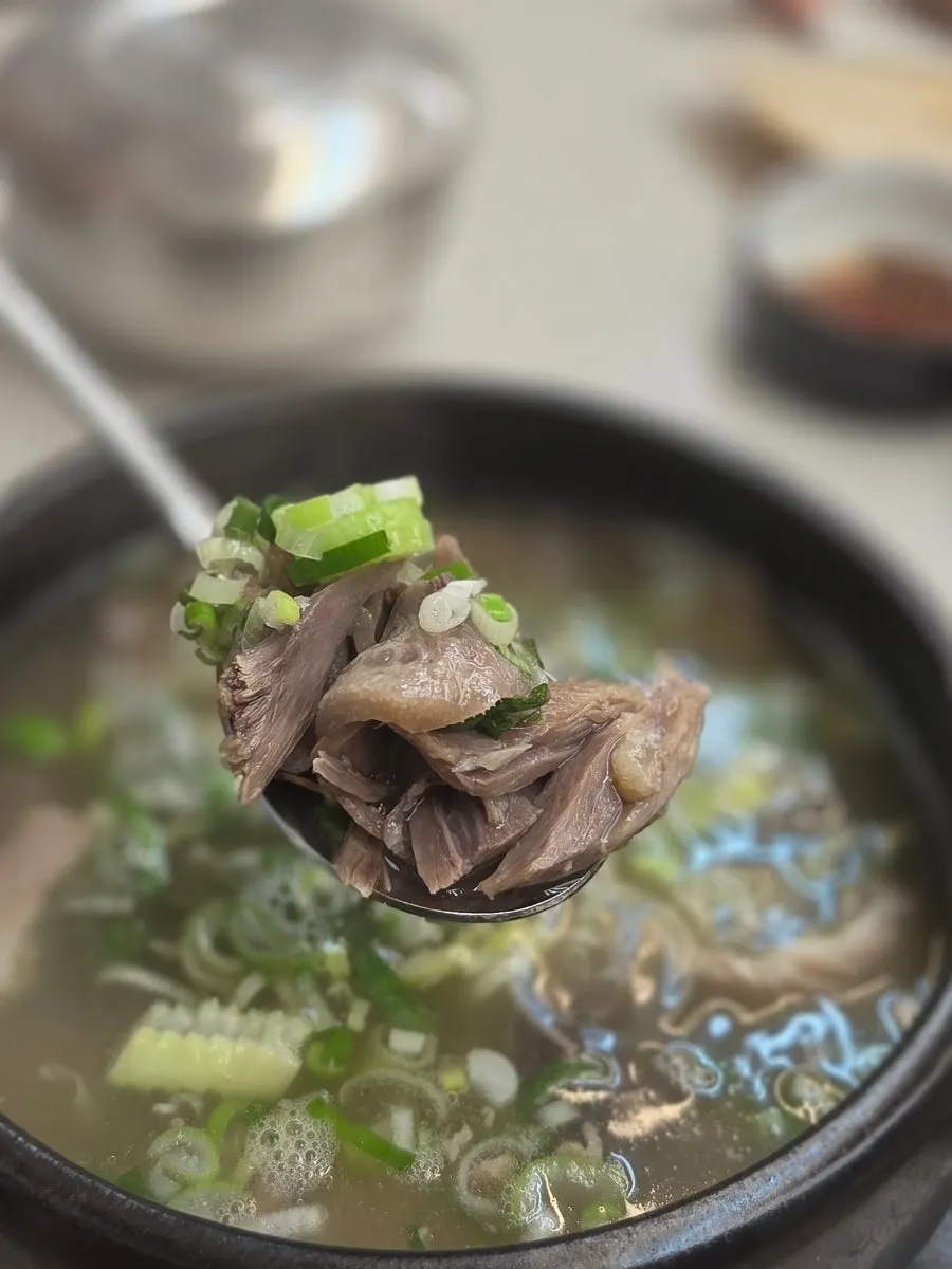 Sundae-guk generously topped with scallions