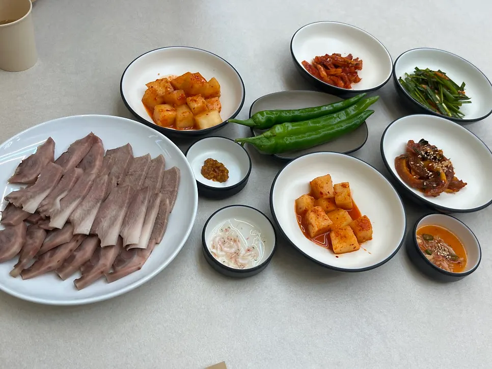 Barley ssamjang and accompanying side dishes