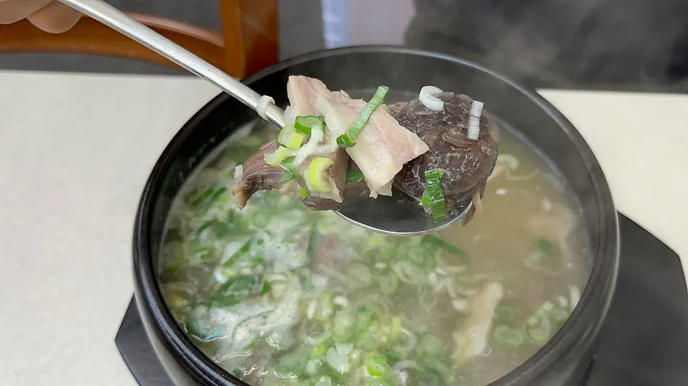 Sundae-guk generously filled with meat and offal