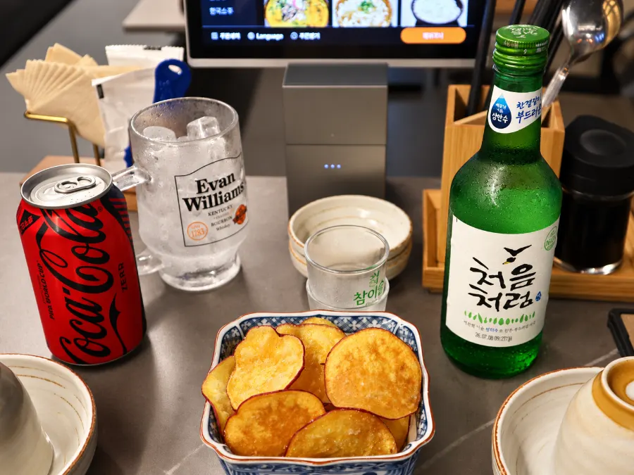 A plate of sweet potato chips served as the starter snack
