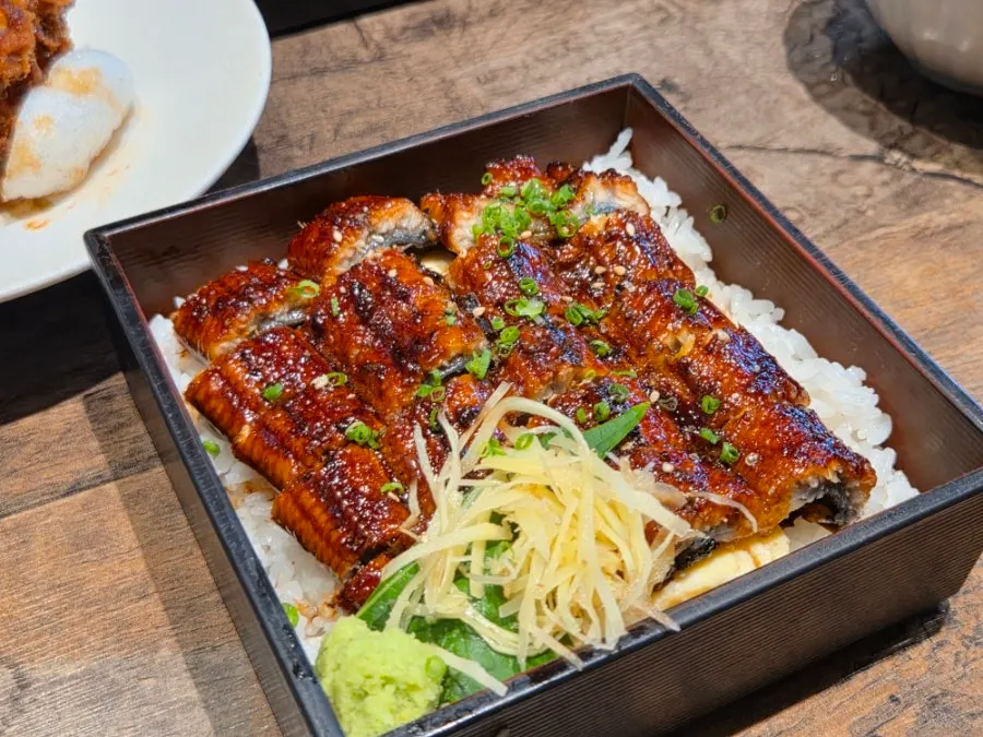 Kaisen-don and unagi-don placed together on the table