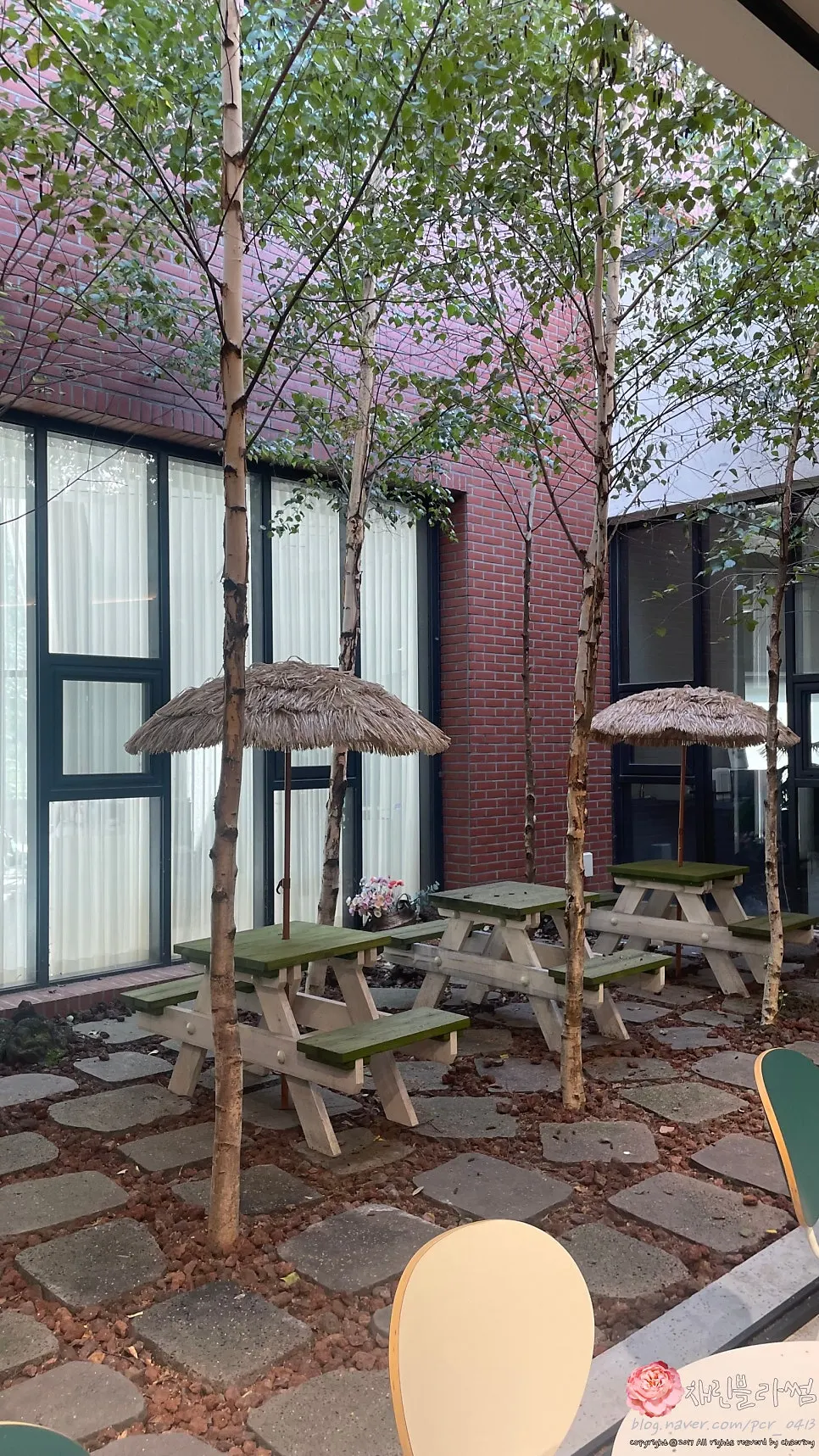 Modern seating area inside the café
